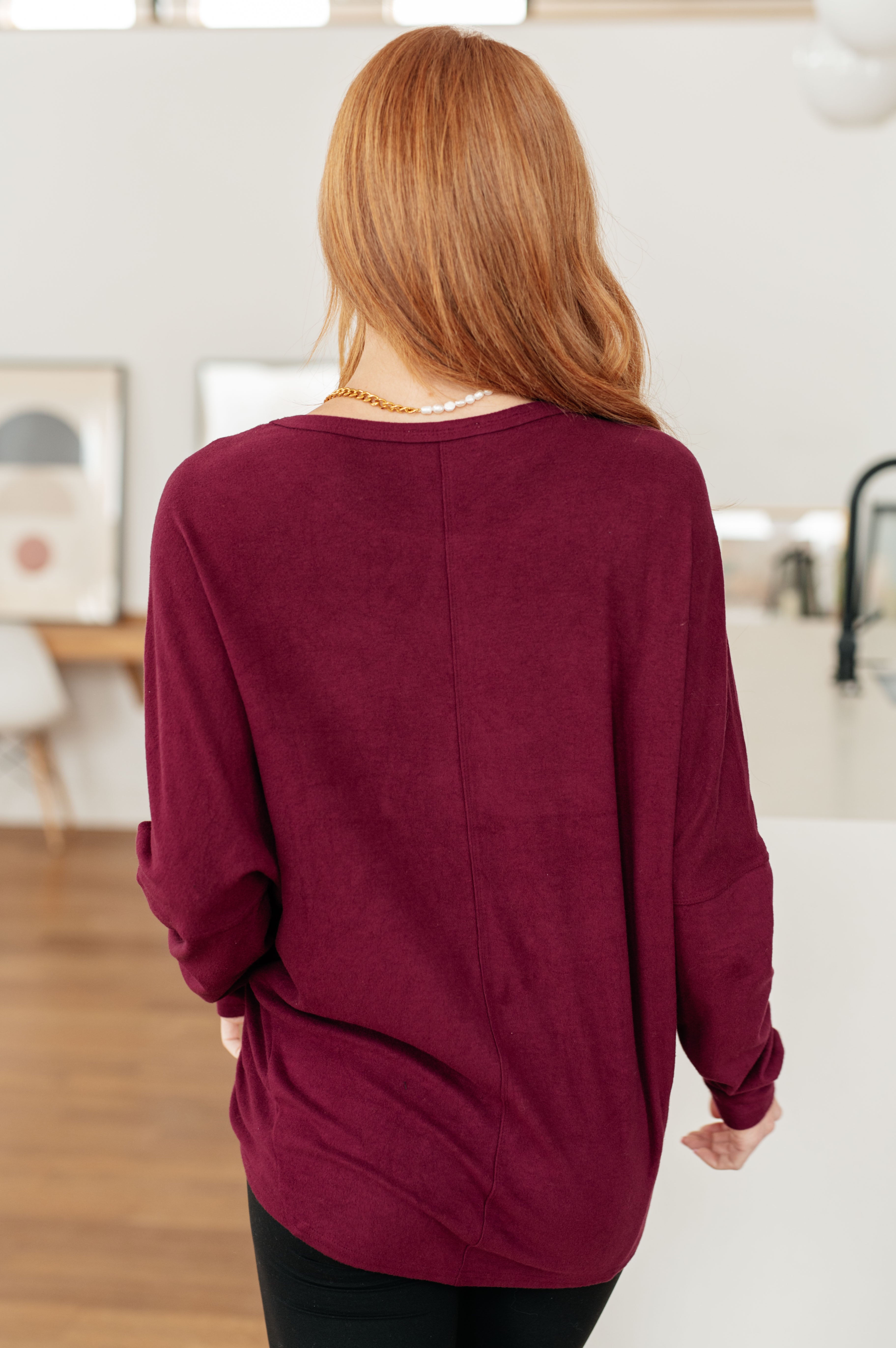 Drive Downtown Dolman Sleeve Top in Wine