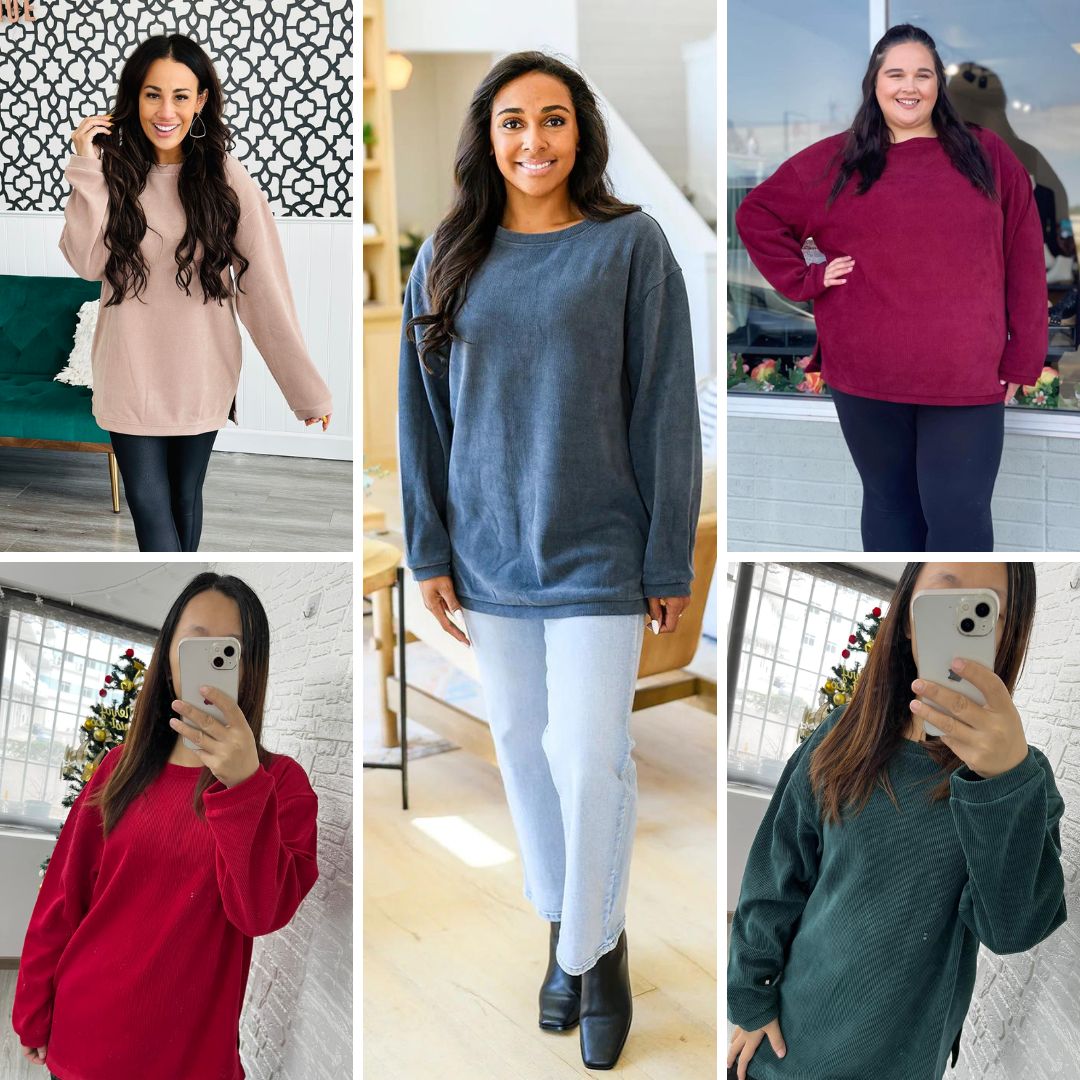 PREORDER: Sarah Corded Crew In Five Colors