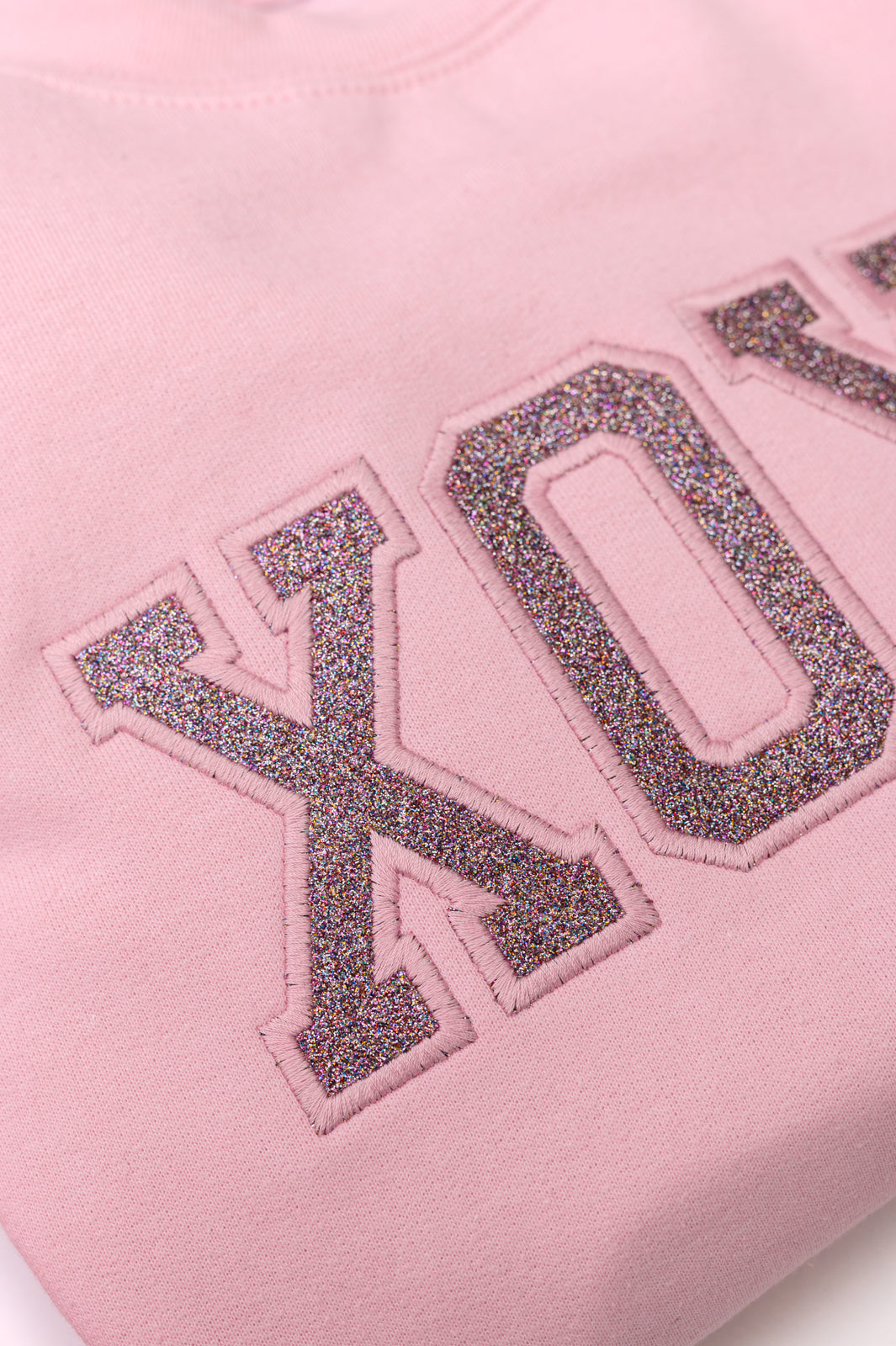 PREORDER: Embroidered XOXO Glitter Sweatshirt in Four Colors