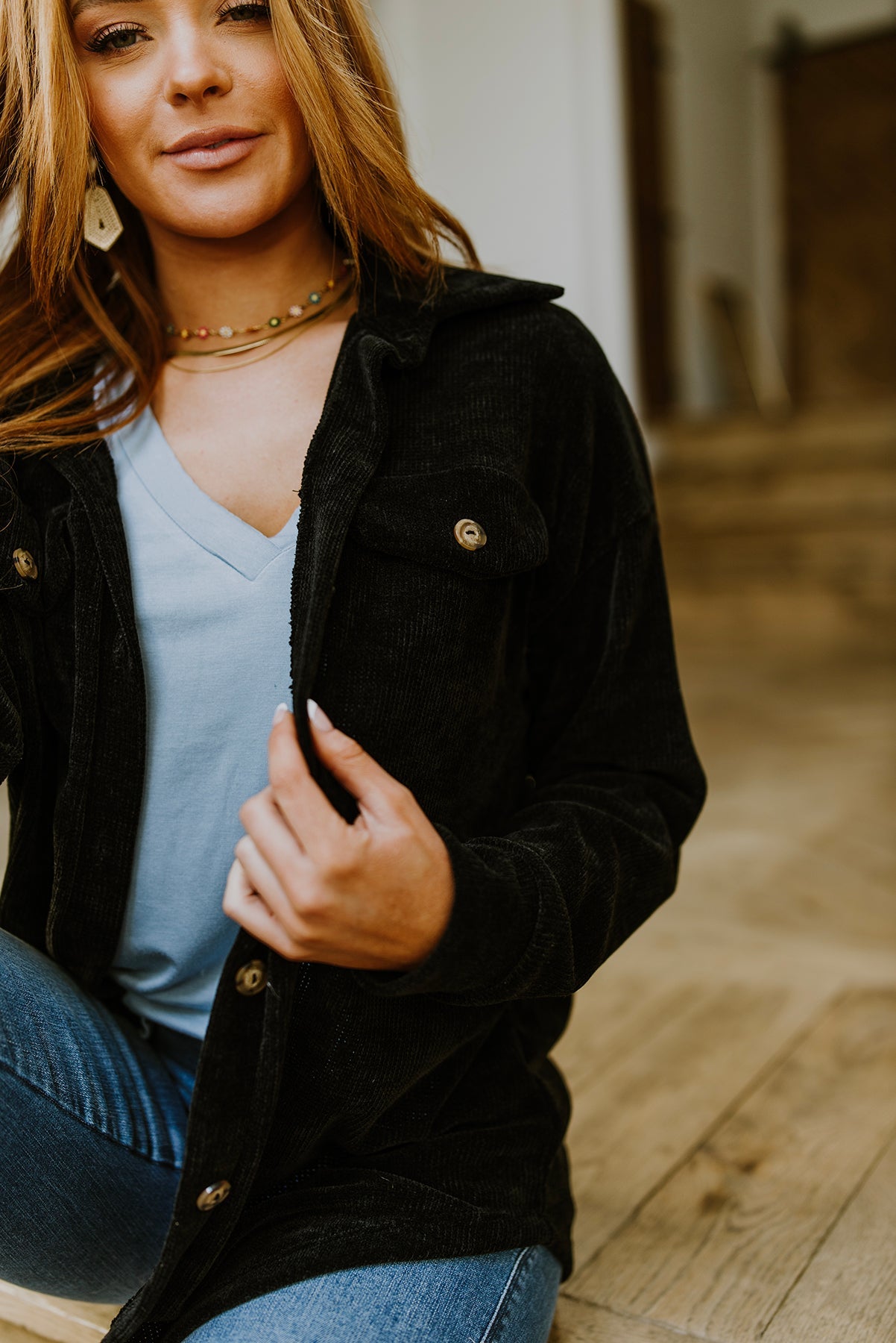 Warm-Hearted Chenille Shacket In Black