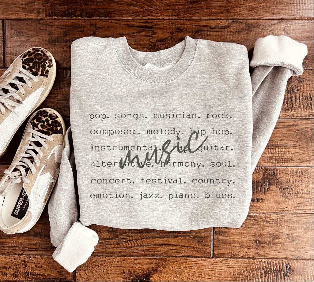 PREORDER: Music Words Sweatshirt in Two Colors
